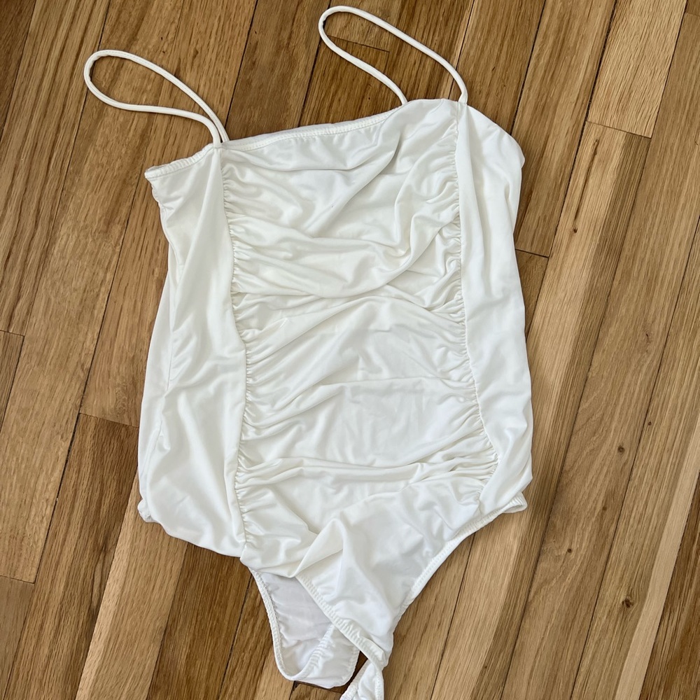 White Ruched Bodysuit 10/10 condition